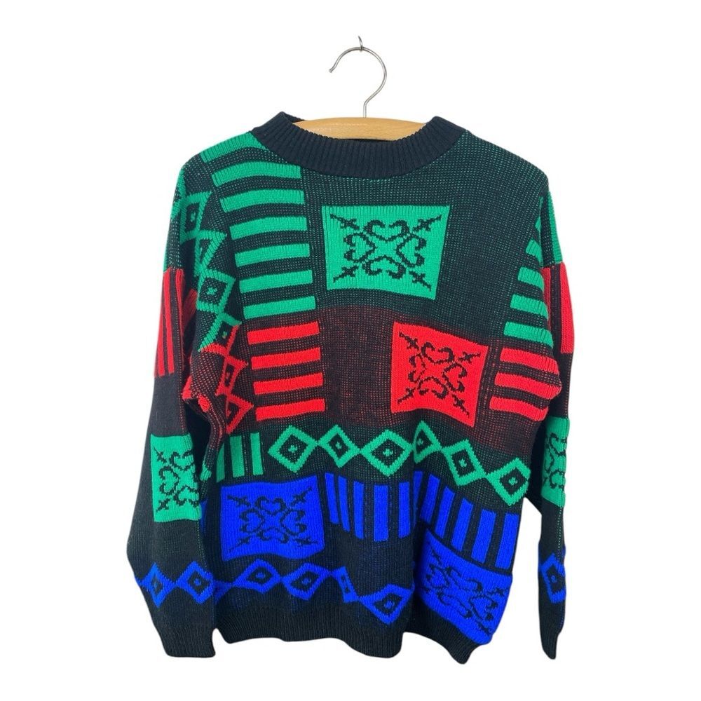Distinctive Sportswear Colorful Geometric Pattern Grandpa Sweater RN63824